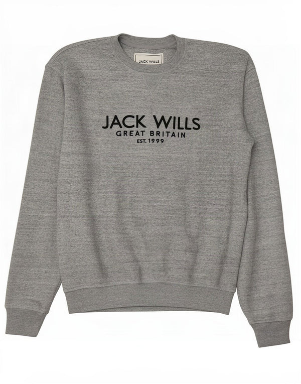 Jack Wills moletom masculino gráfico solto ajuste jumper XS algodão manchado cinza