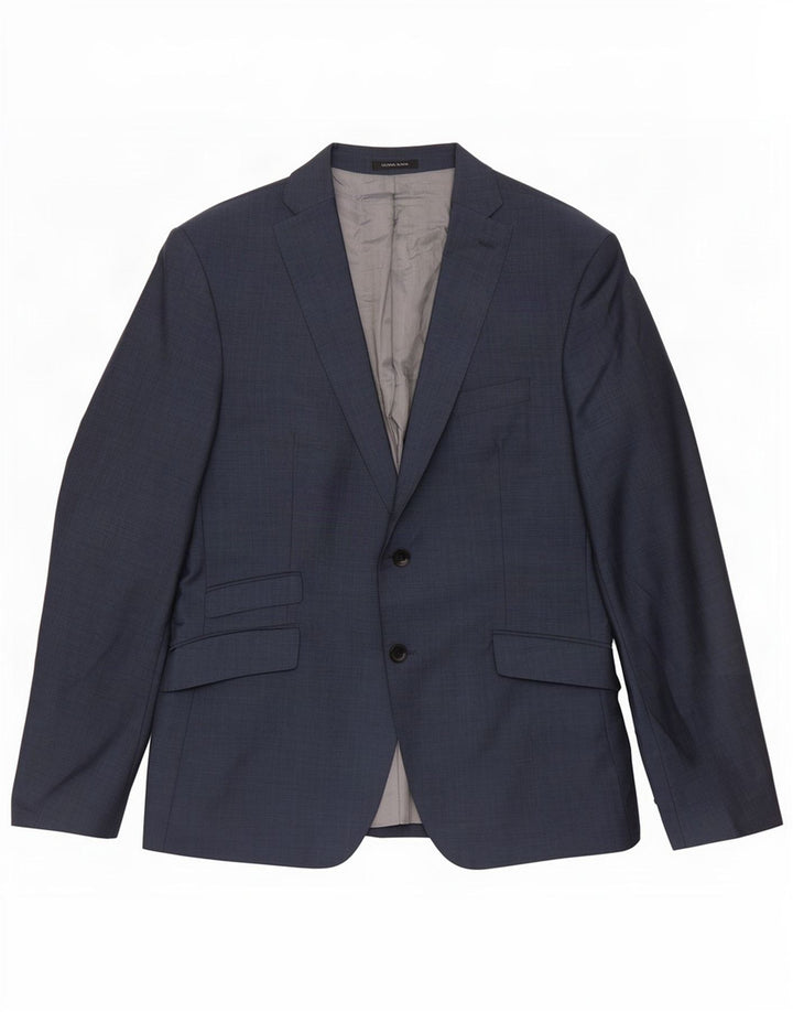 Jaqueta blazer masculina Zara com 2 botões EU 52 grande lã azul marinho