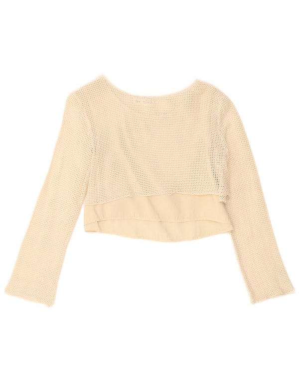 Zara Girls Crop Crochet Top Manga Comprida 13-14 Anos Algodão Bege