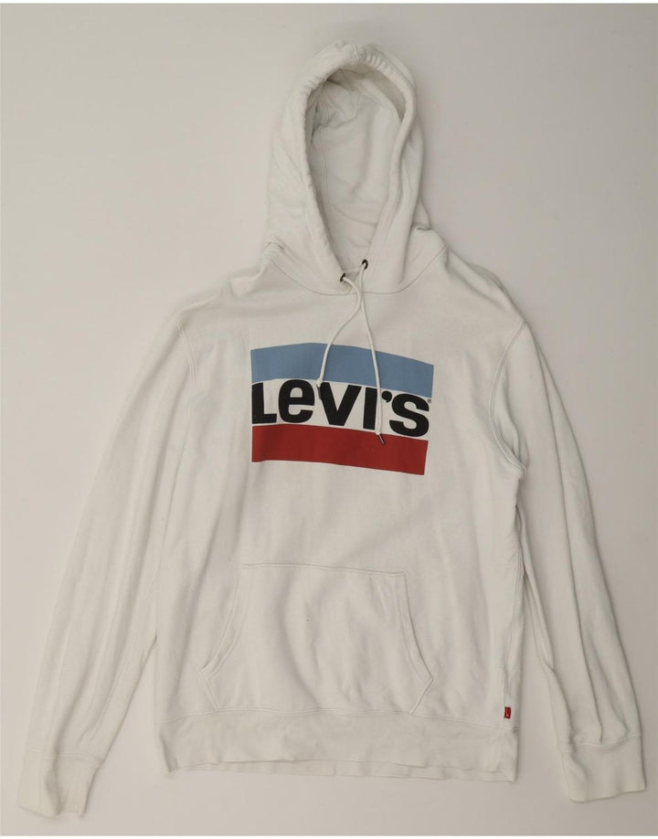Suéter com capuz gráfico masculino Levi's grande algodão branco