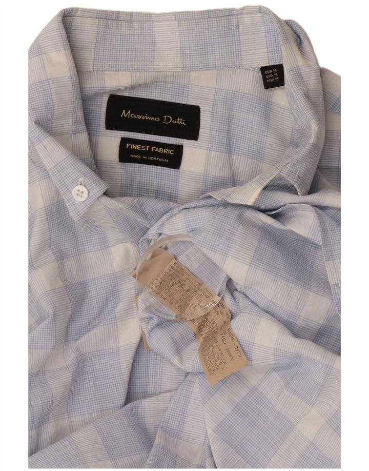 Camisa masculina Massimo Dutti de algodão xadrez azul médio