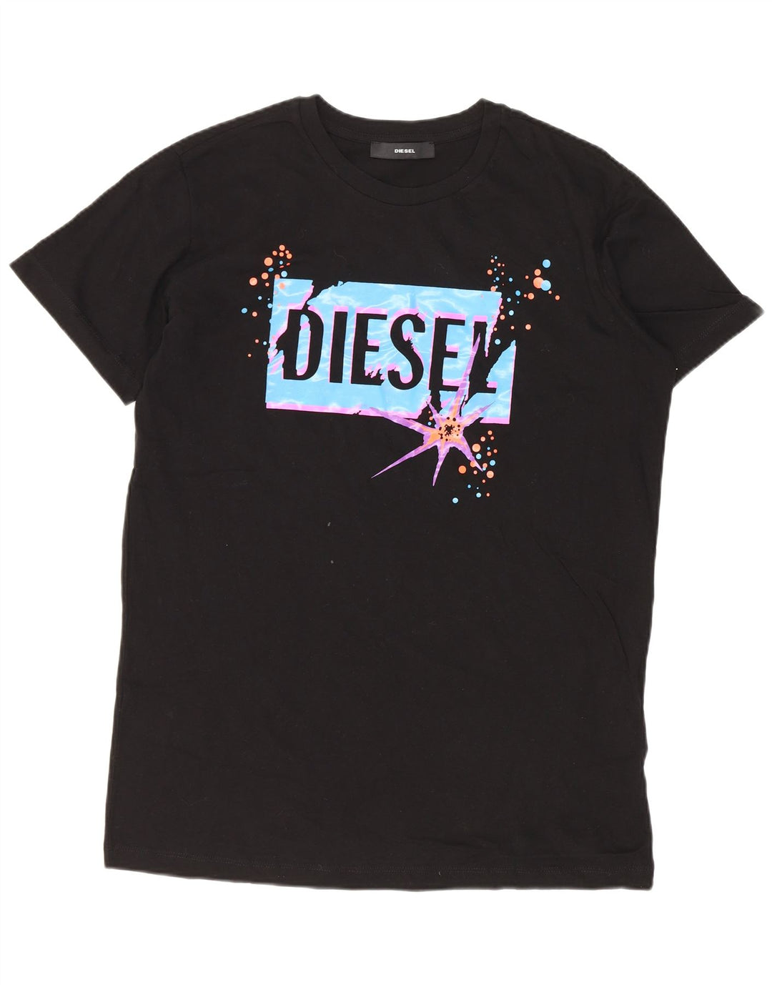 Diesel Camiseta masculina gráfica Top pequeno algodão preto