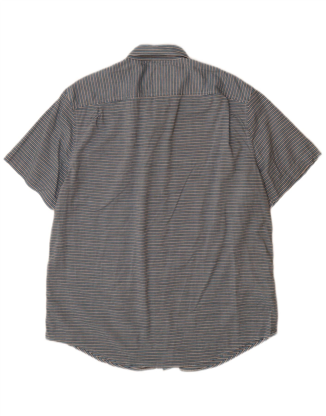 Camisa masculina de manga curta PENGUIN grande algodão listrado azul