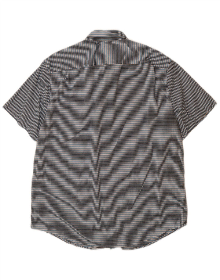 Camisa masculina de manga curta PENGUIN grande algodão listrado azul