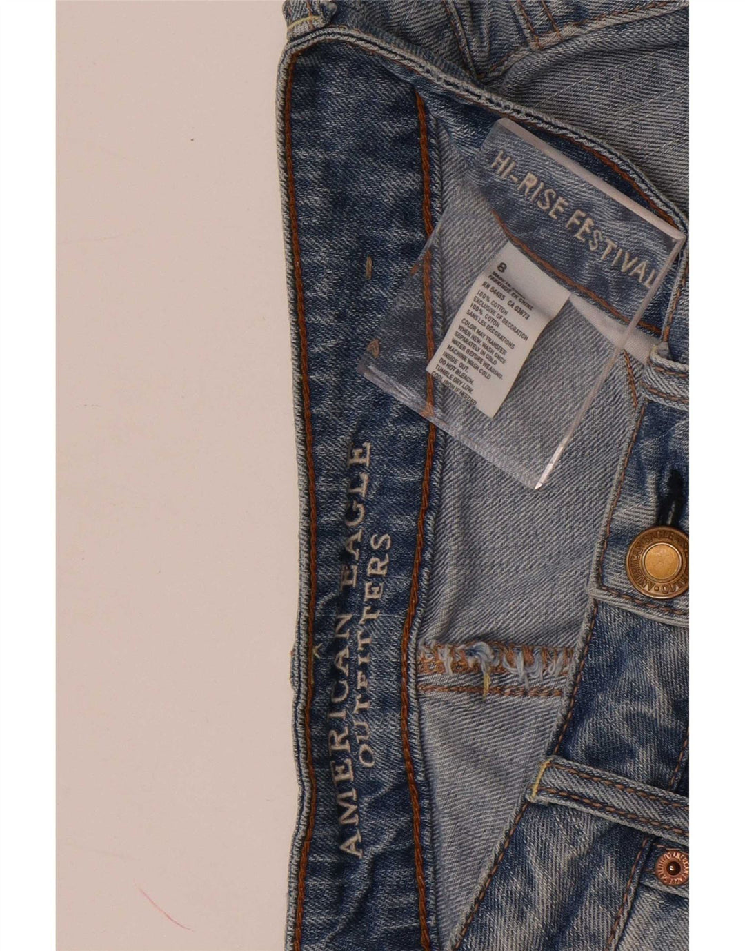 Shorts jeans feminino American Eagle desgastado EUA 8 médio W30 azul