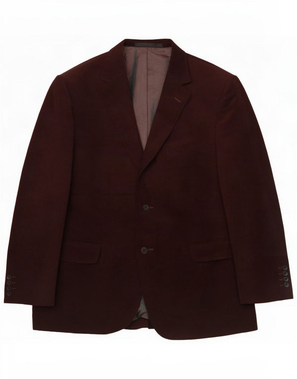 Jaqueta blazer masculina curta de 2 botões da Marks & Spencer Reino Unido 44 XL poliéster marrom