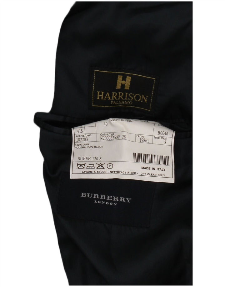 Jaqueta blazer masculina Burberry com 3 botões IT 54 grande lã azul marinho