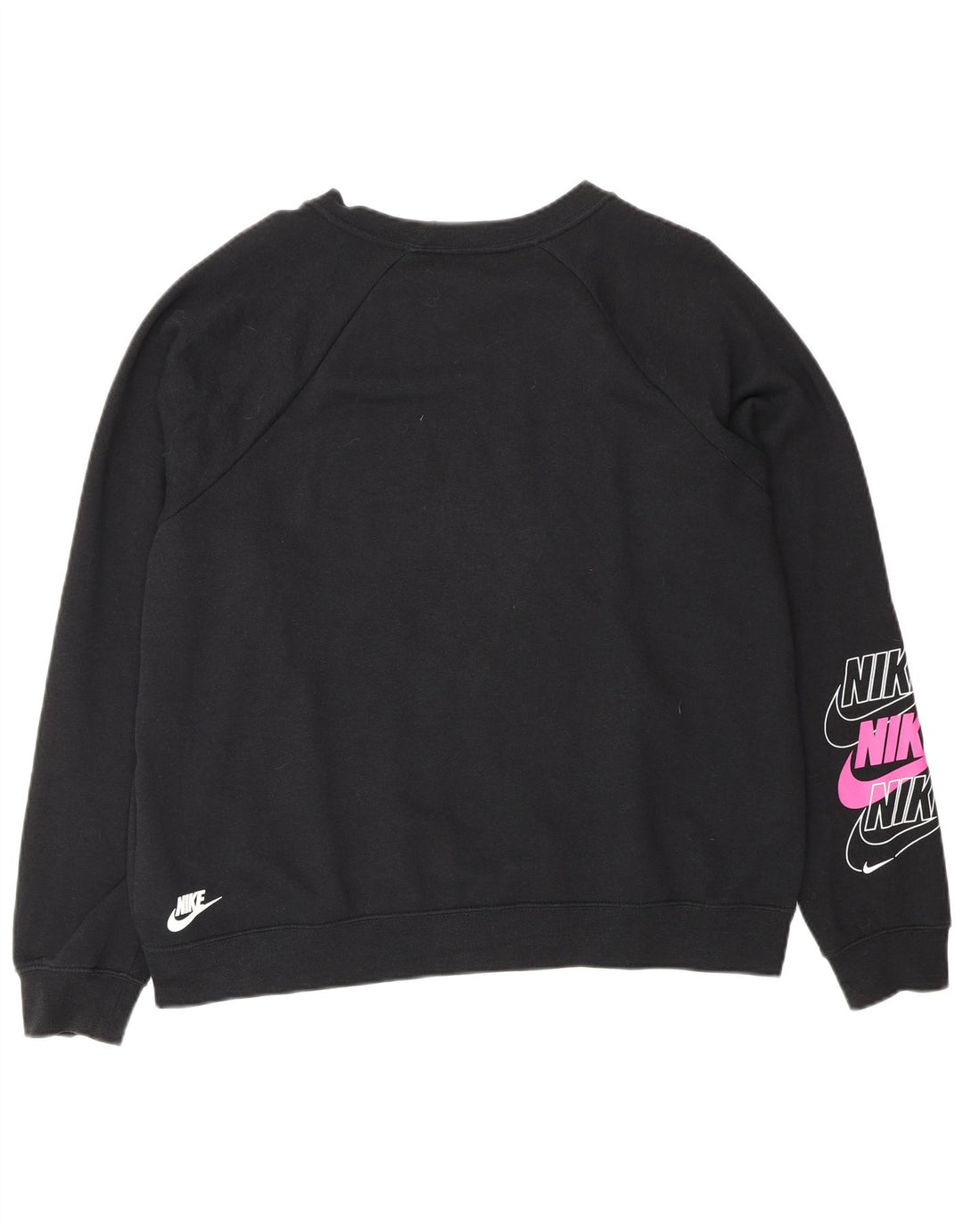 Jumper de moletom gráfico oversized Nike feminino Reino Unido 16 grande algodão preto