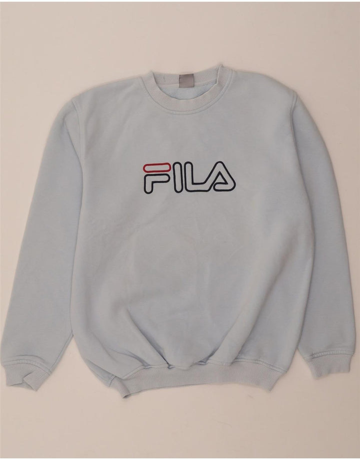 FILA Mens Graphic Moletom Jumper Médio Azul Algodão