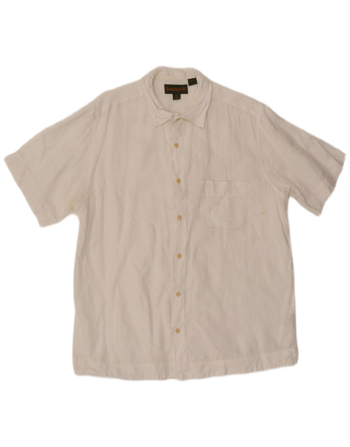 Camisa masculina de manga curta Timberland médio branco