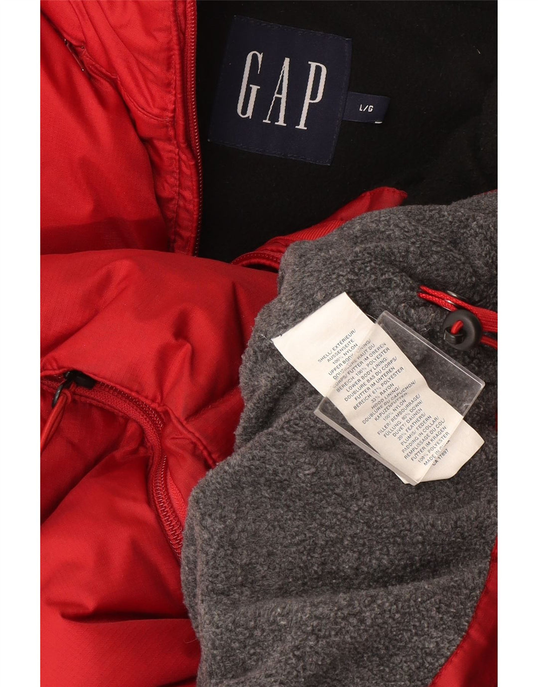 Colete acolchoado masculino Gap UK 40 grande nylon vermelho