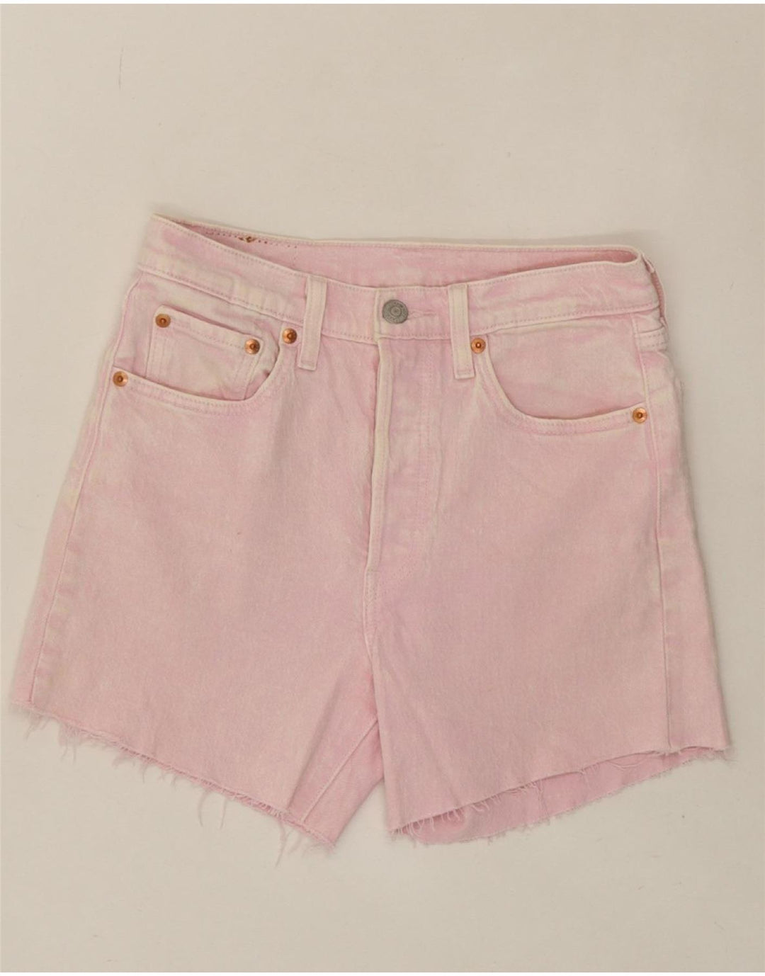 LEVI'S Womens 501 Denim Shorts W25 XS Pink Cotton Vintage Levi's and Second-Hand Levi's from Messina Hembry 