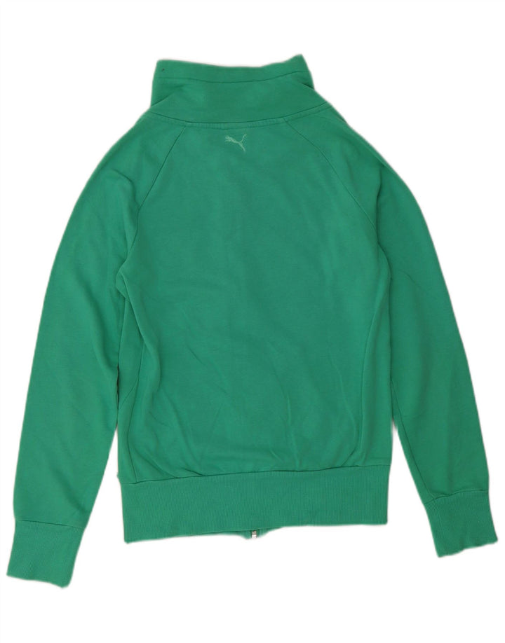 Puma Womens Graphic Tracksuit Top Jacket Reino Unido 10 Pequeno Algodão Verde