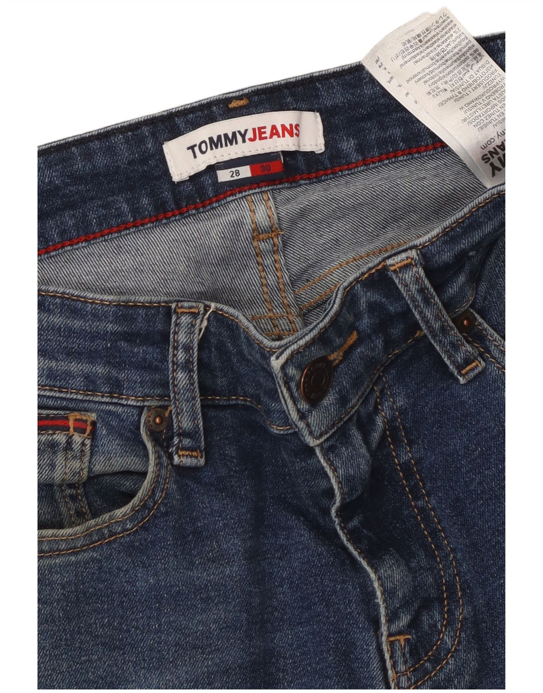 TOMMY HILFIGER Masculino Slim Jeans W28 L30 Azul Algodão