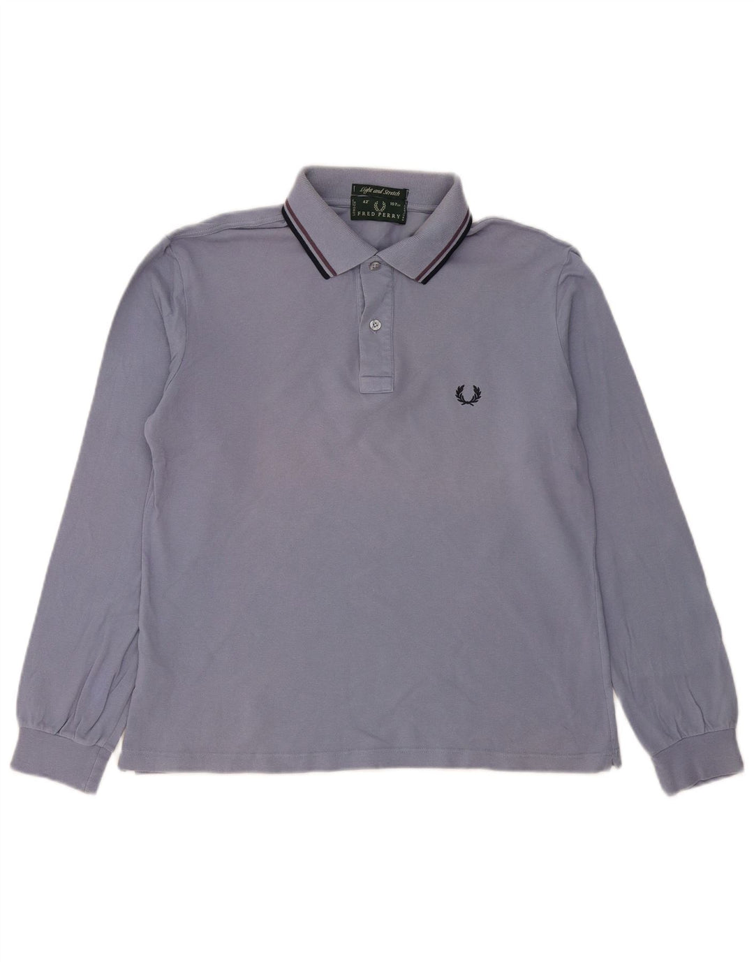 Camisa polo masculina de manga comprida FRED PERRY algodão azul médio