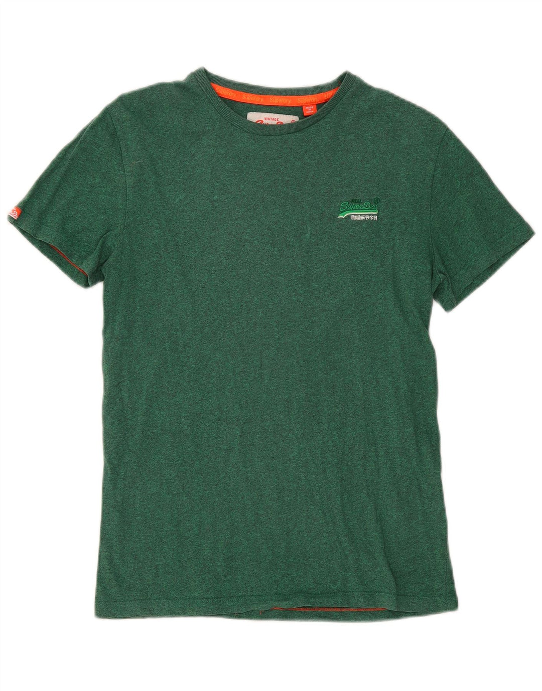 Camiseta masculina Superdry Top pequeno algodão manchado verde