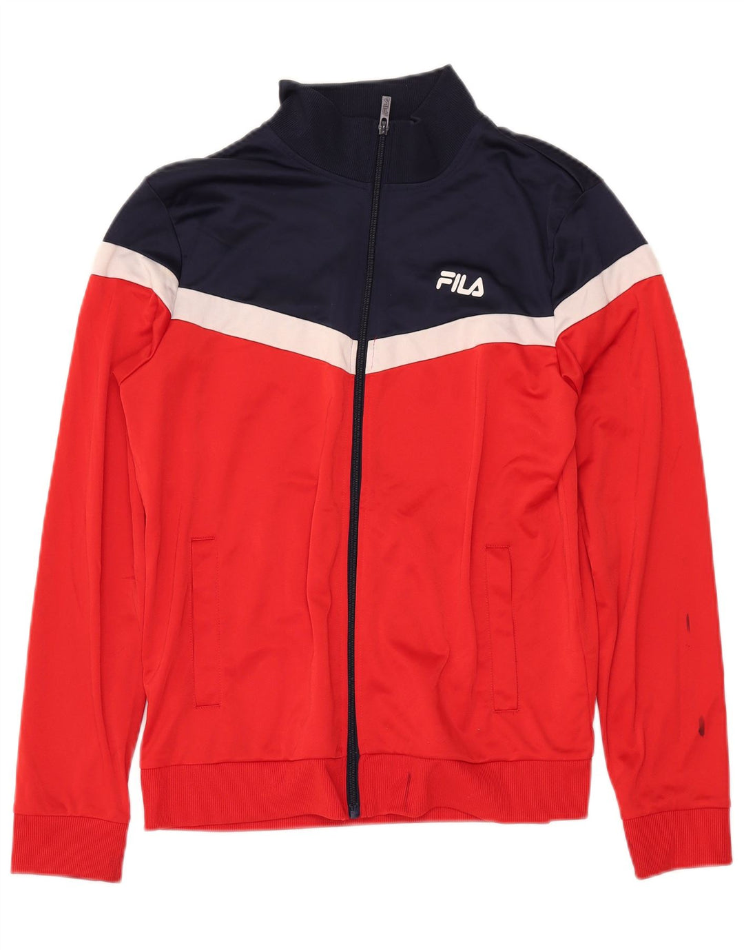 FILA Mens Treino Top Jacket Pequeno Poliéster Colorblock Vermelho
