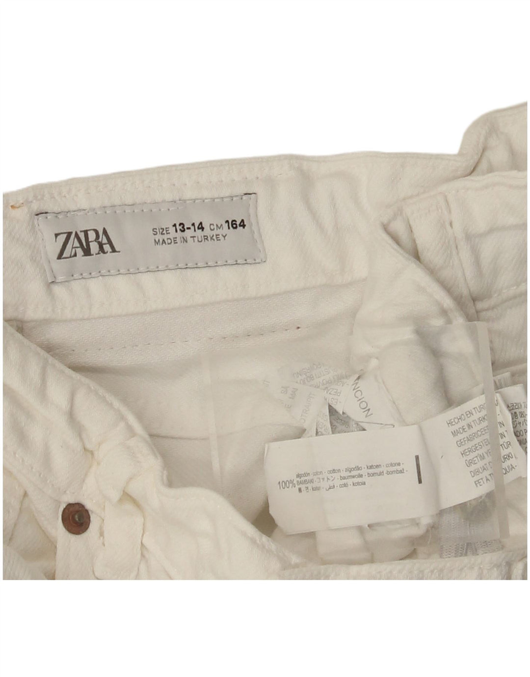 ZARA Meninas Saia Midi A-Line 13-14 Anos W26 Algodão Branco