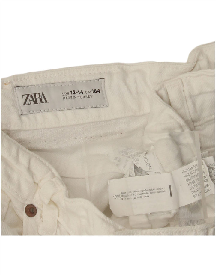 ZARA Meninas Saia Midi A-Line 13-14 Anos W26 Algodão Branco