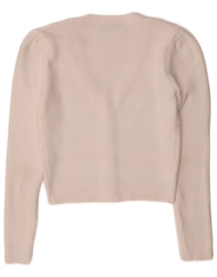 Suéter Zara feminino crop cardigan Reino Unido 12 médio branco nylon