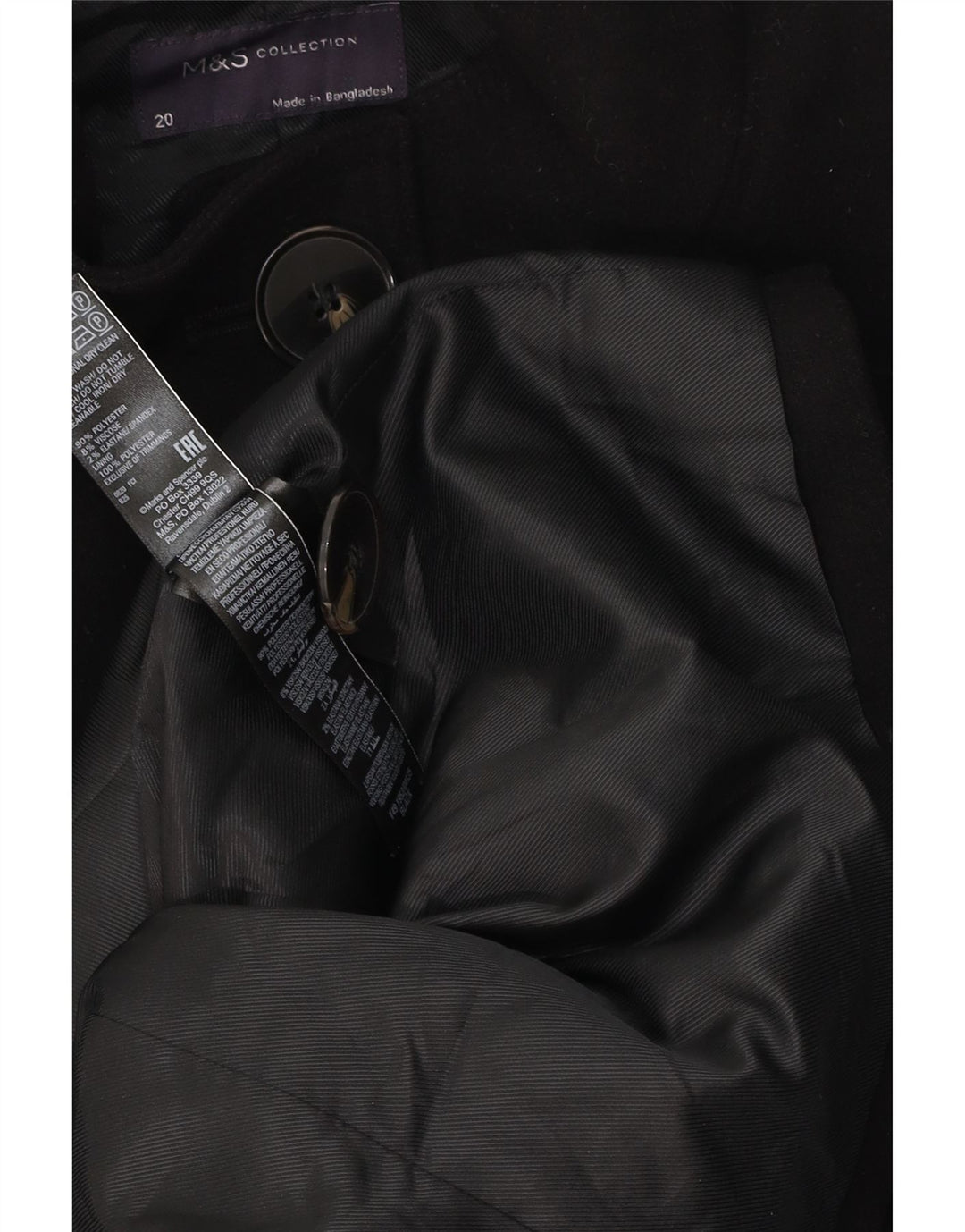 Sobretudo feminino Marks & Spencer UK 20 2XL poliéster preto