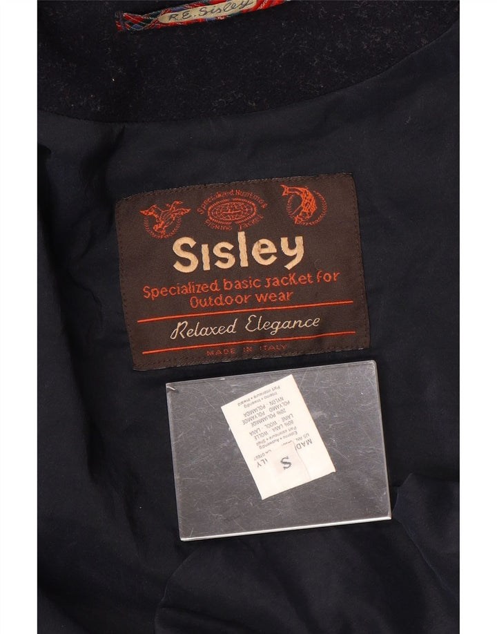Casaco masculino Sisley Relaxed Elegance com capuz e lã azul marinho pequeno Reino Unido 36
