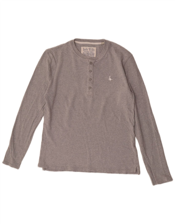 Jack Wills Top masculino de manga comprida de algodão cinza médio