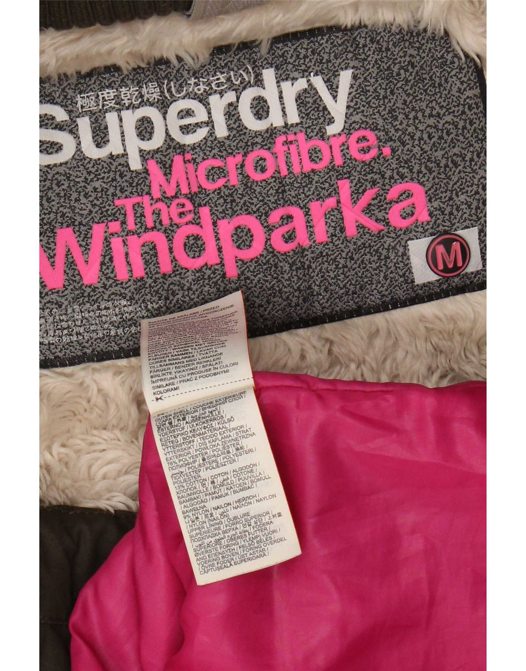 Jaqueta Parka feminina Superdry com capuz Reino Unido 14 poliéster cáqui médio