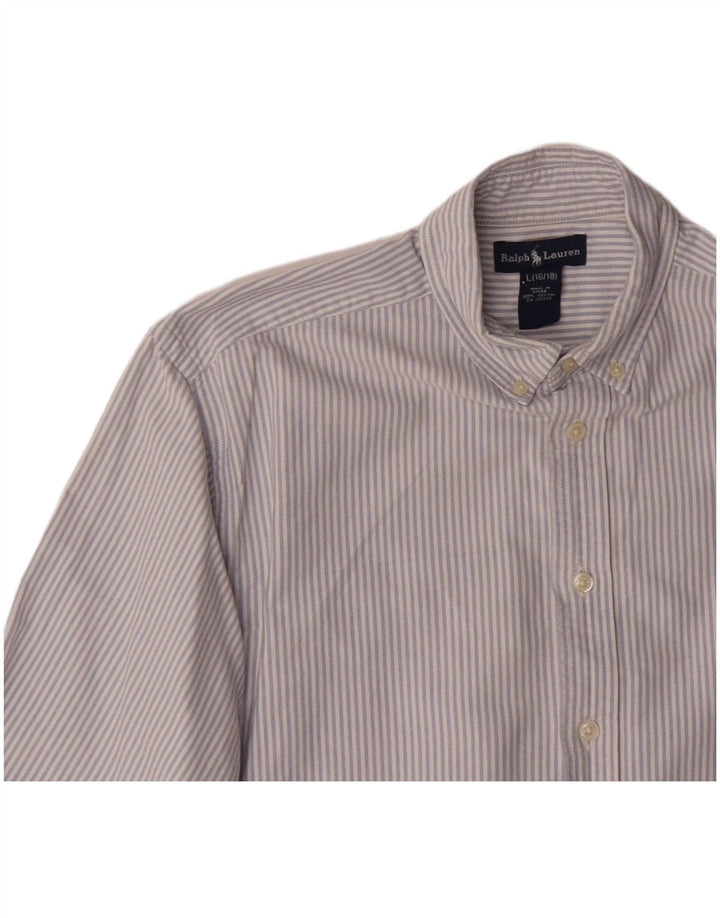 Camisa masculina RALPH LAUREN 15-16 anos grande algodão listrado azul
