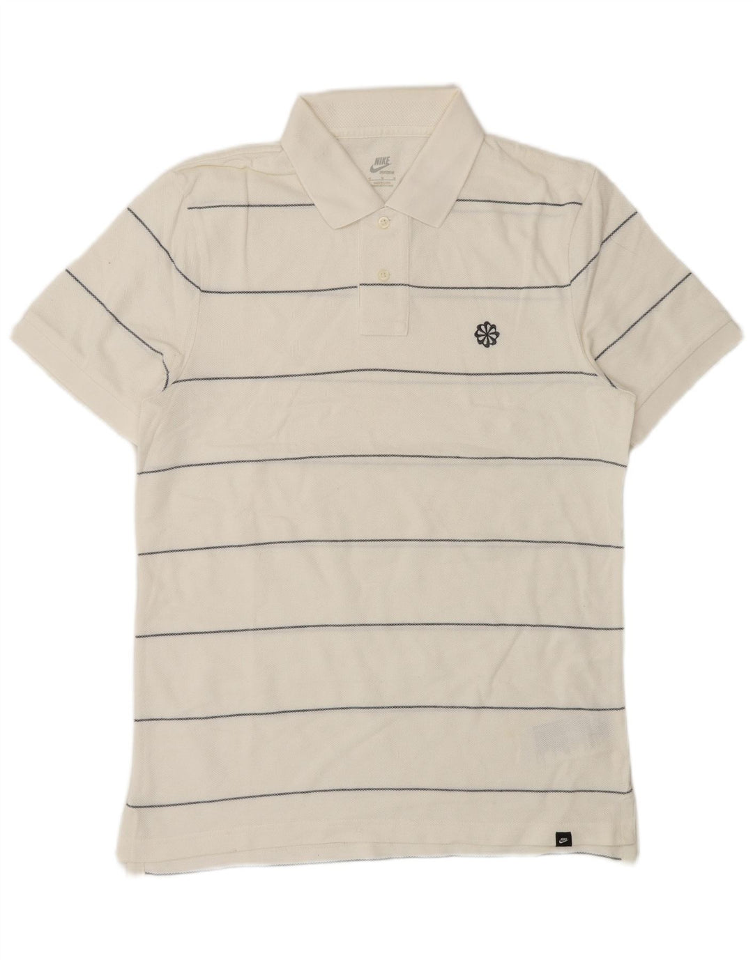Camisa polo masculina Nike média listrada branca de algodão