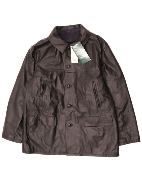 Jaqueta de couro masculina vintage IT 54 2XL couro preto