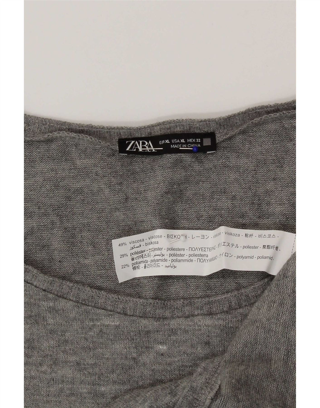 Colete feminino Zara UK 18 XL cinza viscose