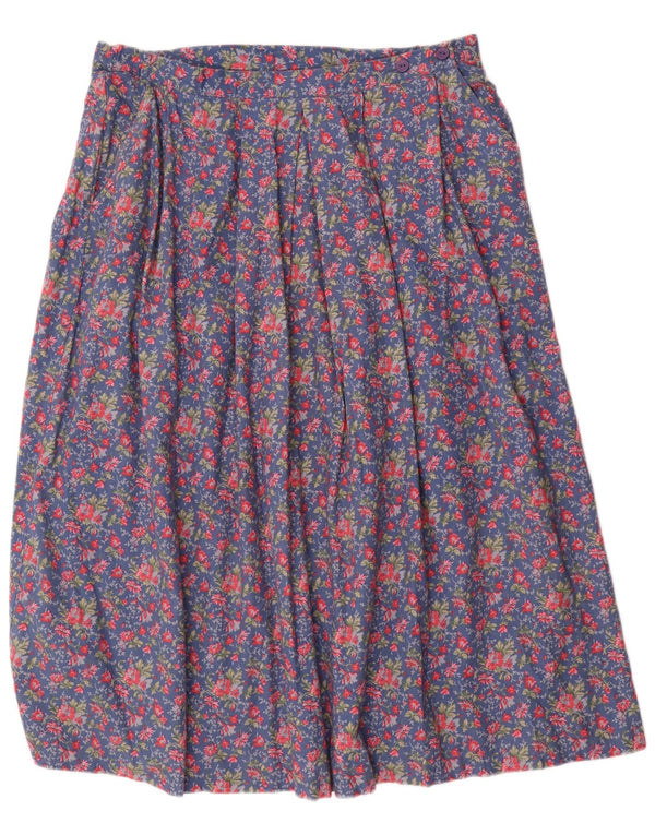 Saia larga feminina Country Collection UK 18 XL W34 algodão floral azul
