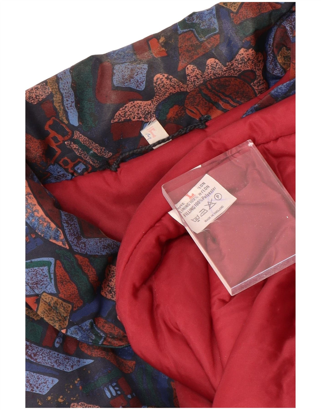 Casaco corta-vento feminino VINTAGE Reino Unido 16 grande geométrico multicolorido