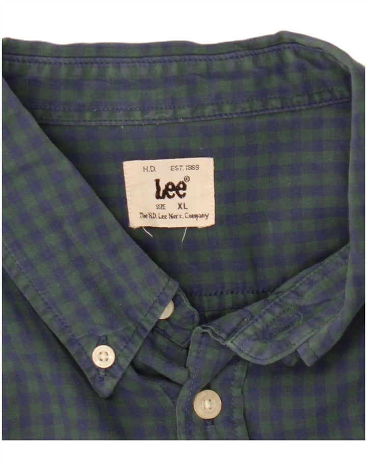 Lee Mens Checked Classic Fit Camisa XL Verde Gingham