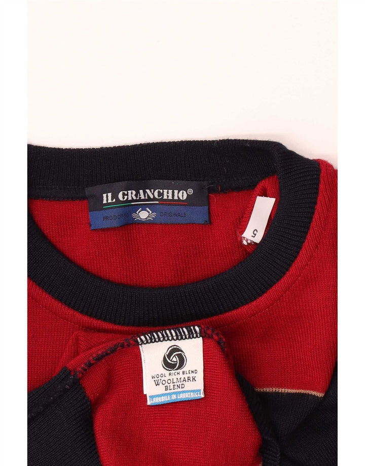 Suéter masculino Il Granchio com gola redonda XL de lã listrada vermelha