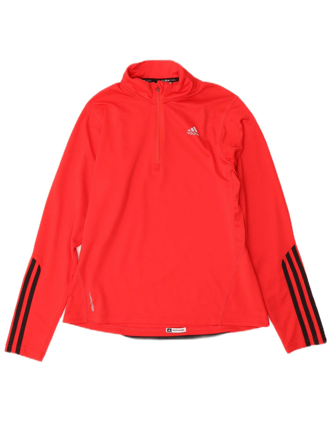Adidas Womens Climacool Zip Neck Pullover Treino Top Reino Unido 14 Médio Vermelho