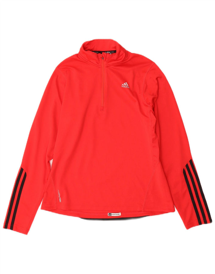 Adidas Womens Climacool Zip Neck Pullover Treino Top Reino Unido 14 Médio Vermelho