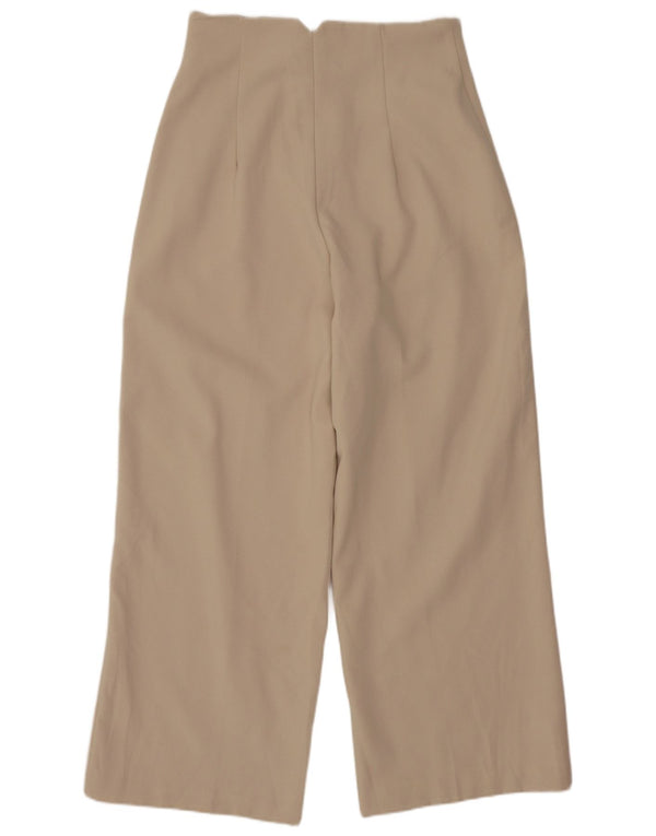Calça feminina Zara cintura alta cortada pequena W26 L25 bege