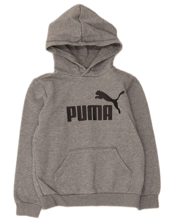 Jumper com capuz gráfico Puma Boys 9-10 anos algodão manchado cinza