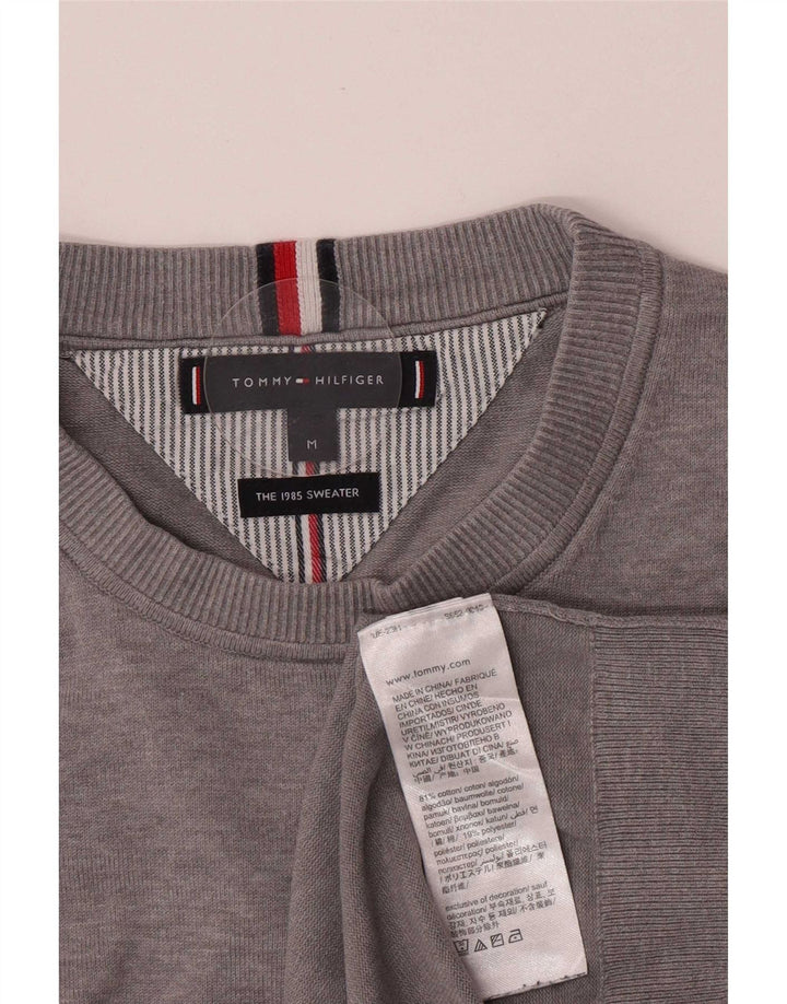 Suéter masculino Tommy Hilfiger com gola redonda e algodão cinza médio