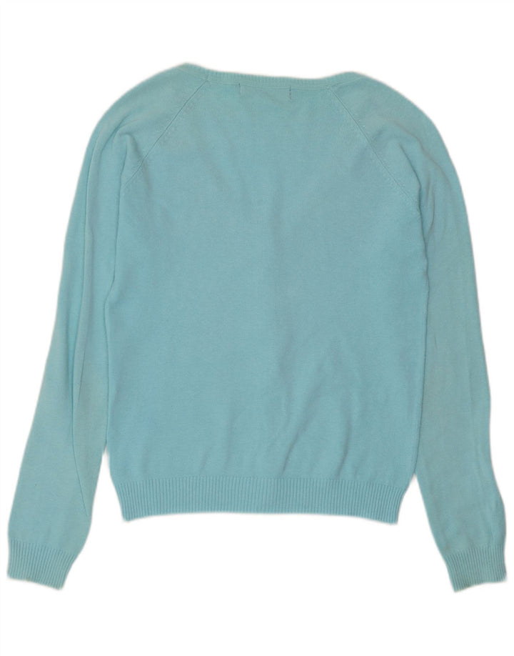 Suéter cardigã feminino Zara Reino Unido 12 algodão azul médio