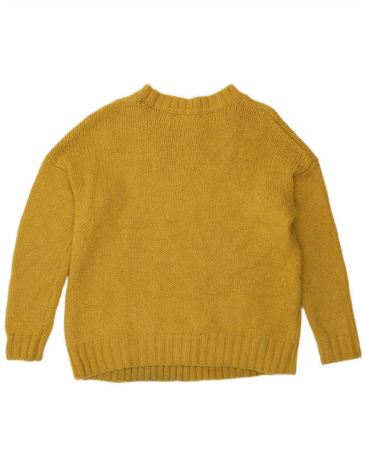 Suéter feminino Marks & Spencer com gola redonda Reino Unido 14 acrílico amarelo médio