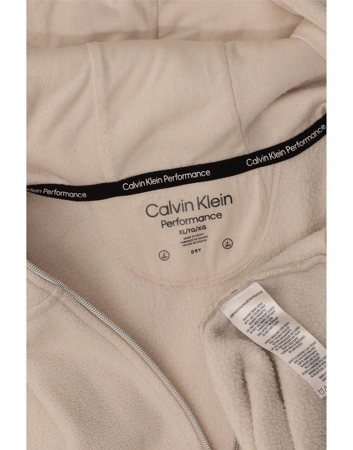 Jaqueta feminina de lã com capuz gráfico CALVIN KLEIN Reino Unido 18 XL branco
