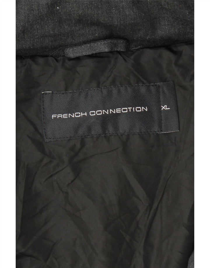Jaqueta masculina acolchoada com capuz French Connection UK 42 XL lã preta
