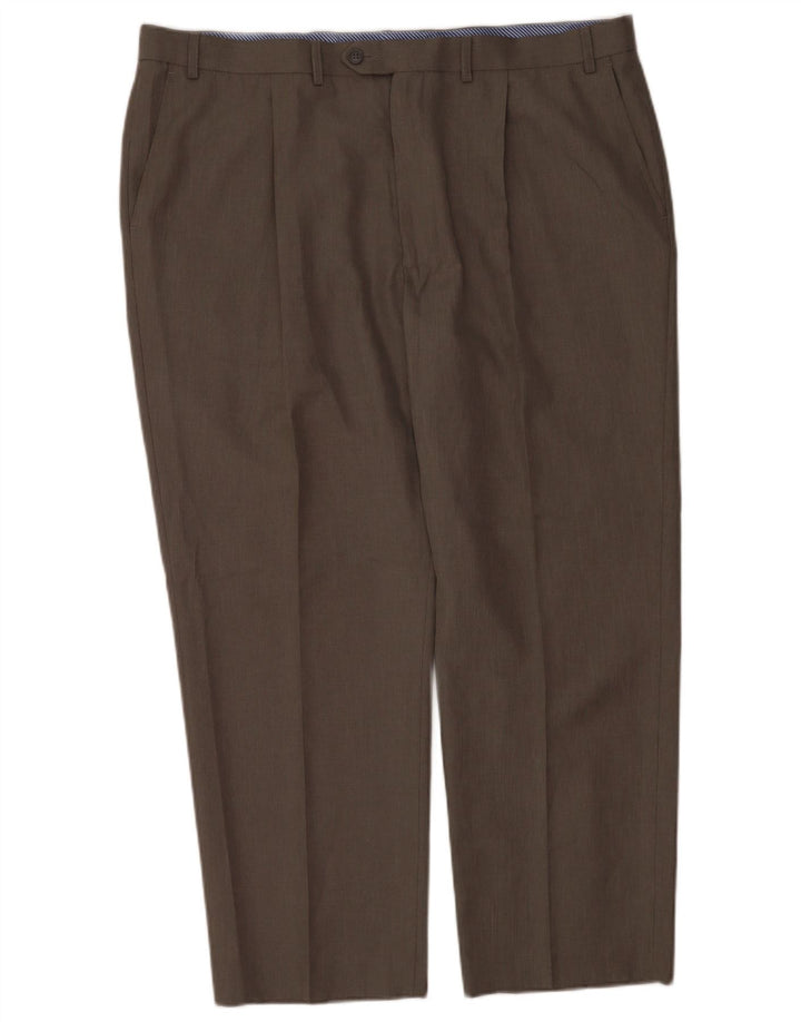 Calça masculina Marks & Spencer sob medida com ajuste pegged W42 L29 cinza