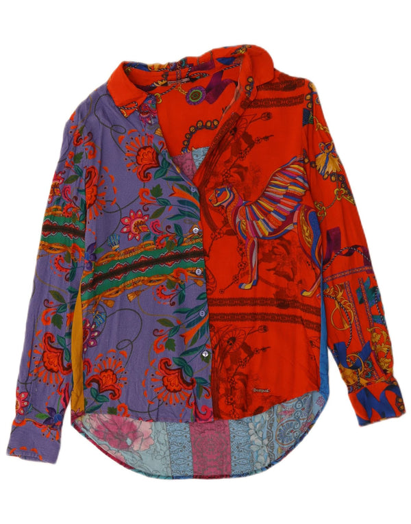 Blusa feminina Desigual com estampa oversized UK 6 XS floral multicolorido