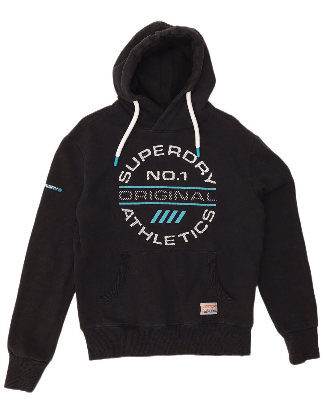 SUPERDRY moletom com capuz masculino gráfico pequeno algodão preto