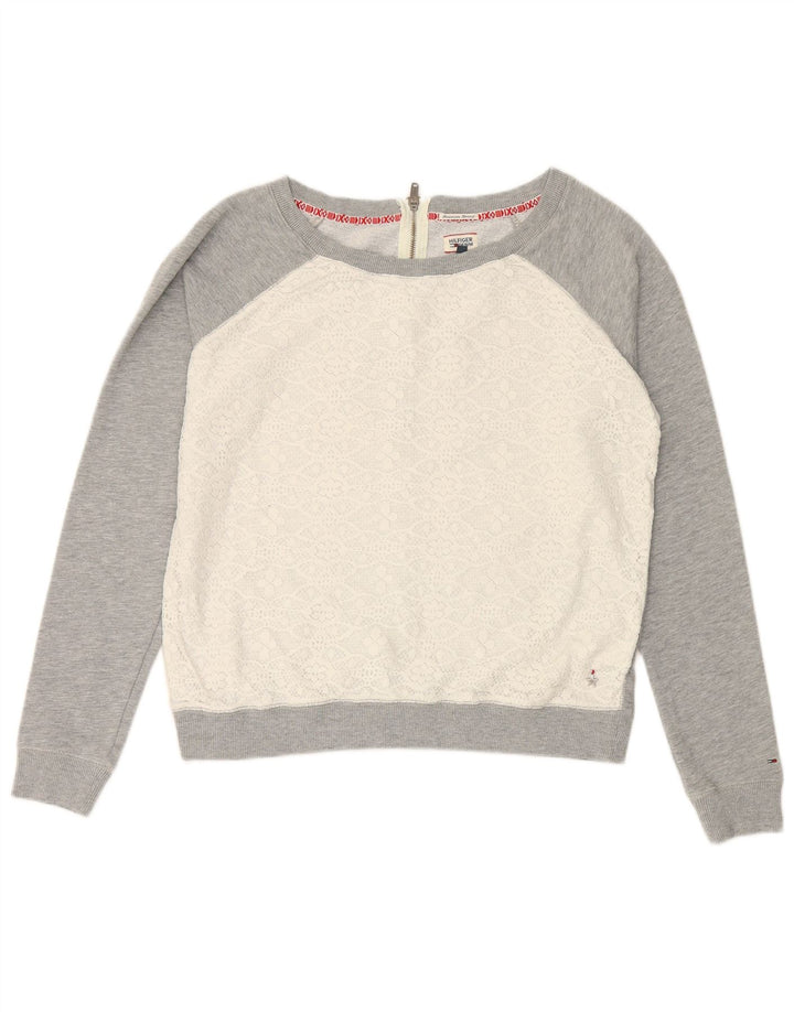 Suéter feminino TOMMY HILFIGER UK 18 XL cinza colorblock algodão