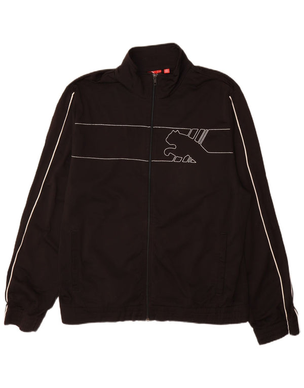 Puma Mens Graphic Tracksuit Top Jacket Large Black Striped Polyester Sports